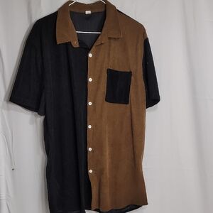 Casual Black and Brown Button Down Shirt